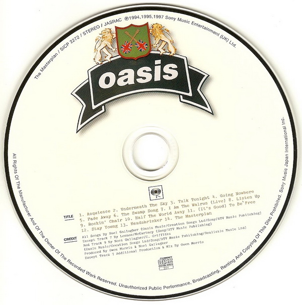 Disc Label, Oasis - The Masterplan